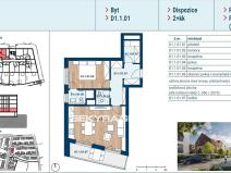 Prodej bytu 2+kk, Praha - Čakovice, Marie Podvalové, 58 m2