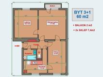 Prodej bytu 3+1, Opočno, Dobrušská, 60 m2