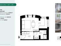 Pronájem bytu 1+kk, Praha - Liboc, Jenečská, 28 m2