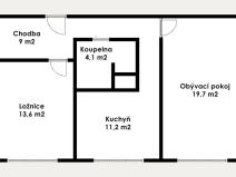 Prodej bytu 2+1, Chomutov, Kamenný vrch, 58 m2