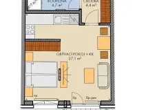 Prodej bytu 1+kk, Praha - Chodov, Bartůňkova, 38 m2