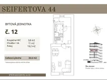 Prodej bytu 1+1, Praha - Žižkov, Seifertova, 33 m2