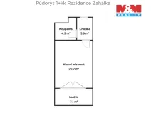 Pronájem bytu 1+kk, Praha, Mezi vodami, 30 m2