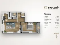 Prodej bytu 2+1, Chomutov, Palackého, 66 m2