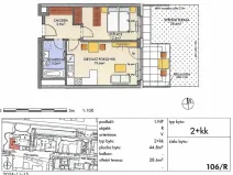 Prodej bytu 2+kk, Praha - Vysočany, Pod Harfou, 43 m2