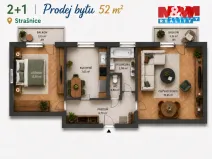 Prodej bytu 2+1, Praha - Strašnice, Královická, 52 m2