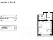 Pronájem bytu 1+kk, Praha - Košíře, Starokošířská, 43 m2