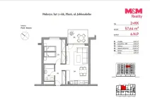 Pronájem bytu 2+kk, Plzeň - Východní Předměstí, Jablonského, 58 m2