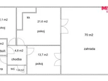 Pronájem rodinného domu, Oleška, 62 m2