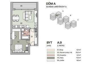 Prodej bytu 2+kk, Praha - Vysočany, Pod Krocínkou, 54 m2