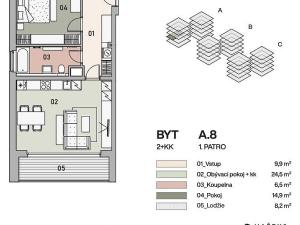 Prodej bytu 2+kk, Praha - Vysočany, Pod Krocínkou, 61 m2