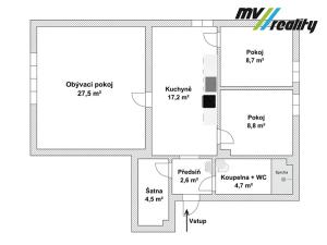 Prodej bytu 3+1, Lysá nad Labem, Československé armády, 82 m2