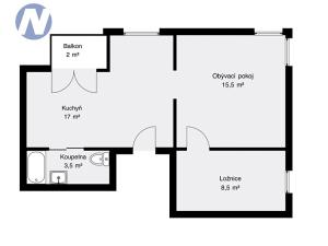 Pronájem bytu 2+1, Vimperk, Kostelní, 46 m2