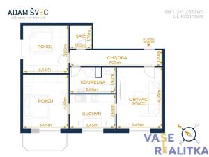 Pronájem bytu 3+1, Zábřeh, Kozinova, 74 m2