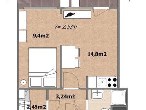 Pronájem bytu 1+kk, Praha - Hostivař, Záveská, 39 m2