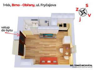 Pronájem bytu 1+kk, Brno - Obřany, Fryčajova, 19 m2