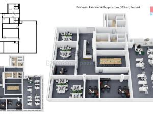 Pronájem kanceláře, Praha - Nusle, Kischova, 333 m2