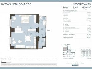 Prodej bytu 2+kk, Praha - Žižkov, Jeseniova, 61 m2