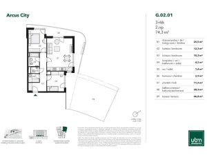 Prodej bytu 3+kk, Praha - Stodůlky, U Řepory, 74 m2