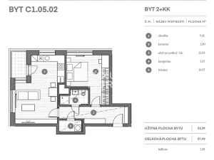 Pronájem bytu 2+kk, Praha - Vysočany, Střídavá, 53 m2