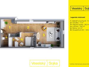 Pronájem bytu 2+kk, Slaný, Kynského, 47 m2