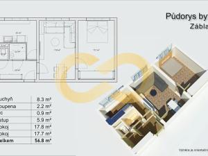 Prodej bytu 2+1, Záblatí, 56 m2