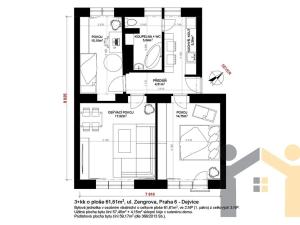 Prodej bytu 3+kk, Praha - Dejvice, Zengrova, 57 m2