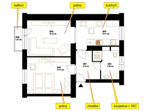 Pronájem bytu 2+1, Chrudim, Pardubická, 54 m2