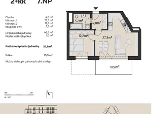 Prodej bytu 2+kk, Brno, Podveská, 51 m2