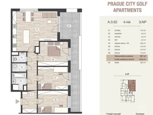 Pronájem bytu 4+kk, Praha - Lipence, Oddechová, 107 m2