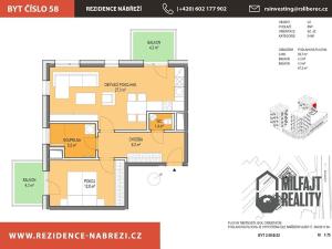 Pronájem bytu 2+kk, Liberec, U Nisy, 56 m2