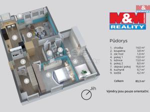 Prodej bytu 4+1, Ústí nad Labem - Krásné Březno, Obvodová, 83 m2