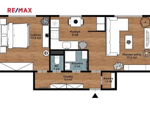 Pronájem bytu 2+1, Kutná Hora, Puškinská, 48 m2