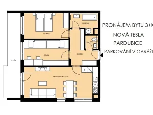 Pronájem bytu 3+kk, Pardubice, Nová Tesla, 82 m2