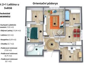 Prodej bytu 2+1, Leština u Světlé, 73 m2