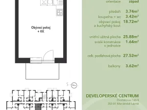 Pronájem bytu 1+kk, Mariánské Lázně, Chebská, 27 m2