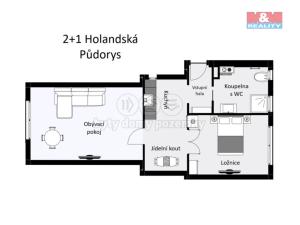 Pronájem bytu 2+1, Praha - Vršovice, Holandská, 51 m2