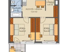 Prodej bytu 2+1, Praha - Hlubočepy, Vítové, 58 m2