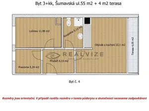 Pronájem bytu 2+kk, České Budějovice, Šumavská, 55 m2