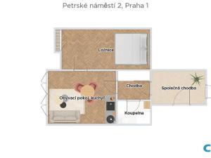 Pronájem bytu 2+kk, Praha - Nové Město, Petrské náměstí, 32 m2