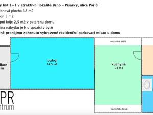 Pronájem bytu 1+1, Brno, Poříčí, 38 m2