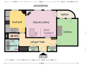 Pronájem bytu 2+1, Jindřichův Hradec, Kosmonautů, 57 m2