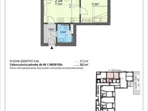 Prodej bytu 2+kk, Brno, Rokycanova, 37 m2