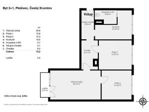 Pronájem bytu 3+1, Český Krumlov, Sídliště Plešivec, 75 m2