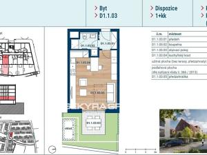 Prodej bytu 1+kk, Praha - Čakovice, Marie Podvalové, 32 m2