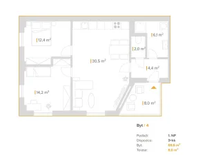 Pronájem bytu 3+kk, Brno, Kohoutovická, 70 m2