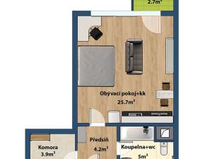 Prodej bytu 1+kk, Praha - Horní Měcholupy, Modenská, 39 m2