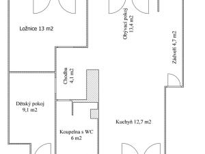 Pronájem bytu 3+kk, Moravany, 63 m2