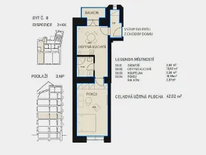 Pronájem bytu 2+kk, Brno, Cihlářská, 42 m2