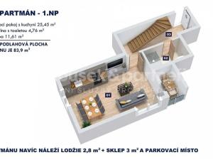 Prodej bytu 3+kk, Špindlerův Mlýn, 83 m2